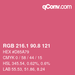 カラーコード: RGB 216.1 90.8 121 | qconv.com