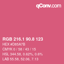 カラーコード: RGB 216.1 90.8 123 | qconv.com