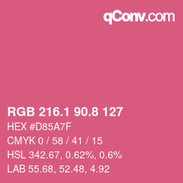 カラーコード: RGB 216.1 90.8 127 | qconv.com