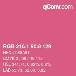 カラーコード: RGB 216.1 90.8 129 | qconv.com