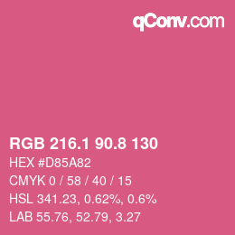カラーコード: RGB 216.1 90.8 130 | qconv.com