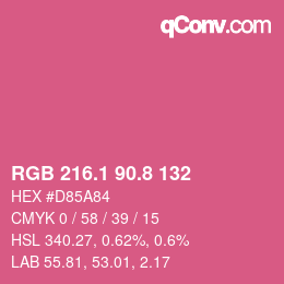 カラーコード: RGB 216.1 90.8 132 | qconv.com