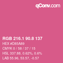 カラーコード: RGB 216.1 90.8 137 | qconv.com