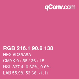 カラーコード: RGB 216.1 90.8 138 | qconv.com