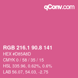 カラーコード: RGB 216.1 90.8 141 | qconv.com