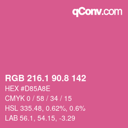 カラーコード: RGB 216.1 90.8 142 | qconv.com