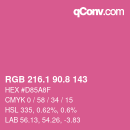 カラーコード: RGB 216.1 90.8 143 | qconv.com