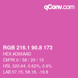 カラーコード: RGB 216.1 90.8 173 | qconv.com