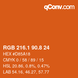 カラーコード: RGB 216.1 90.8 24 | qconv.com