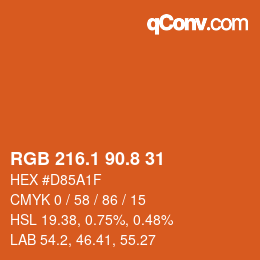 カラーコード: RGB 216.1 90.8 31 | qconv.com