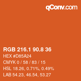カラーコード: RGB 216.1 90.8 36 | qconv.com