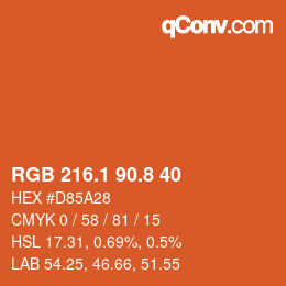 Color code: RGB 216.1 90.8 40 | qconv.com