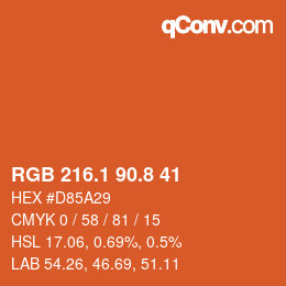 Color code: RGB 216.1 90.8 41 | qconv.com