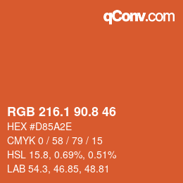 Color code: RGB 216.1 90.8 46 | qconv.com