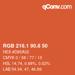 Color code: RGB 216.1 90.8 50 | qconv.com