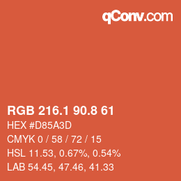 Código de color: RGB 216.1 90.8 61 | qconv.com