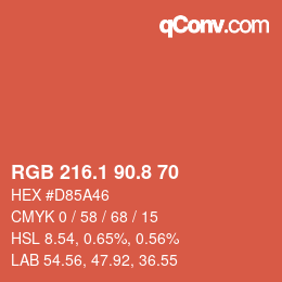 Color code: RGB 216.1 90.8 70 | qconv.com