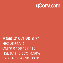 Color code: RGB 216.1 90.8 71 | qconv.com