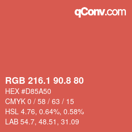 Color code: RGB 216.1 90.8 80 | qconv.com