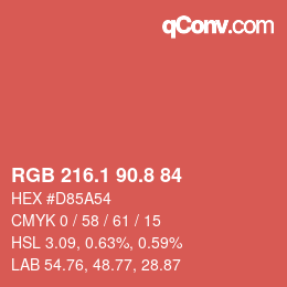 カラーコード: RGB 216.1 90.8 84 | qconv.com