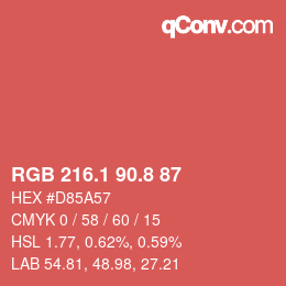 カラーコード: RGB 216.1 90.8 87 | qconv.com