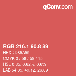 カラーコード: RGB 216.1 90.8 89 | qconv.com