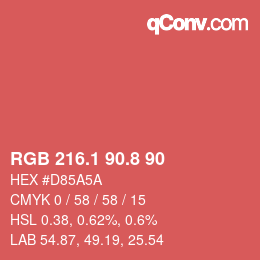 カラーコード: RGB 216.1 90.8 90 | qconv.com