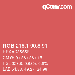 カラーコード: RGB 216.1 90.8 91 | qconv.com