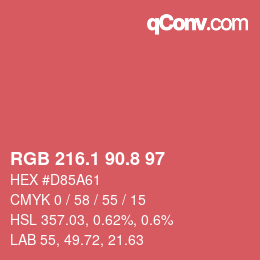 カラーコード: RGB 216.1 90.8 97 | qconv.com