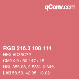 カラーコード: RGB 216.3 108 114 | qconv.com