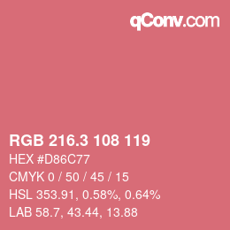 カラーコード: RGB 216.3 108 119 | qconv.com