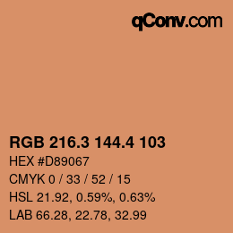 カラーコード: RGB 216.3 144.4 103 | qconv.com