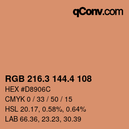 カラーコード: RGB 216.3 144.4 108 | qconv.com