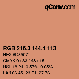 カラーコード: RGB 216.3 144.4 113 | qconv.com
