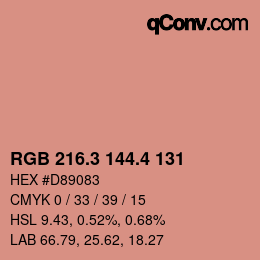 カラーコード: RGB 216.3 144.4 131 | qconv.com