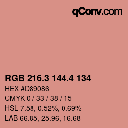 カラーコード: RGB 216.3 144.4 134 | qconv.com