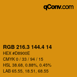 カラーコード: RGB 216.3 144.4 14 | qconv.com