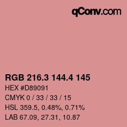 カラーコード: RGB 216.3 144.4 145 | qconv.com