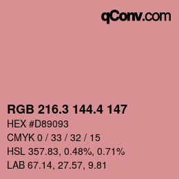 カラーコード: RGB 216.3 144.4 147 | qconv.com
