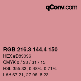 カラーコード: RGB 216.3 144.4 150 | qconv.com