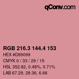 カラーコード: RGB 216.3 144.4 153 | qconv.com