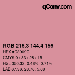 カラーコード: RGB 216.3 144.4 156 | qconv.com