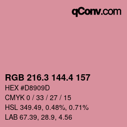 カラーコード: RGB 216.3 144.4 157 | qconv.com