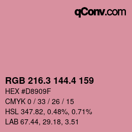 カラーコード: RGB 216.3 144.4 159 | qconv.com