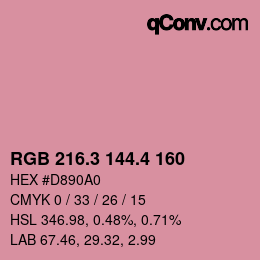 カラーコード: RGB 216.3 144.4 160 | qconv.com