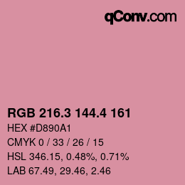 カラーコード: RGB 216.3 144.4 161 | qconv.com