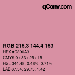 カラーコード: RGB 216.3 144.4 163 | qconv.com