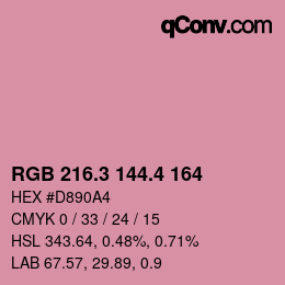 カラーコード: RGB 216.3 144.4 164 | qconv.com