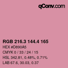 カラーコード: RGB 216.3 144.4 165 | qconv.com