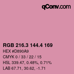 カラーコード: RGB 216.3 144.4 169 | qconv.com
